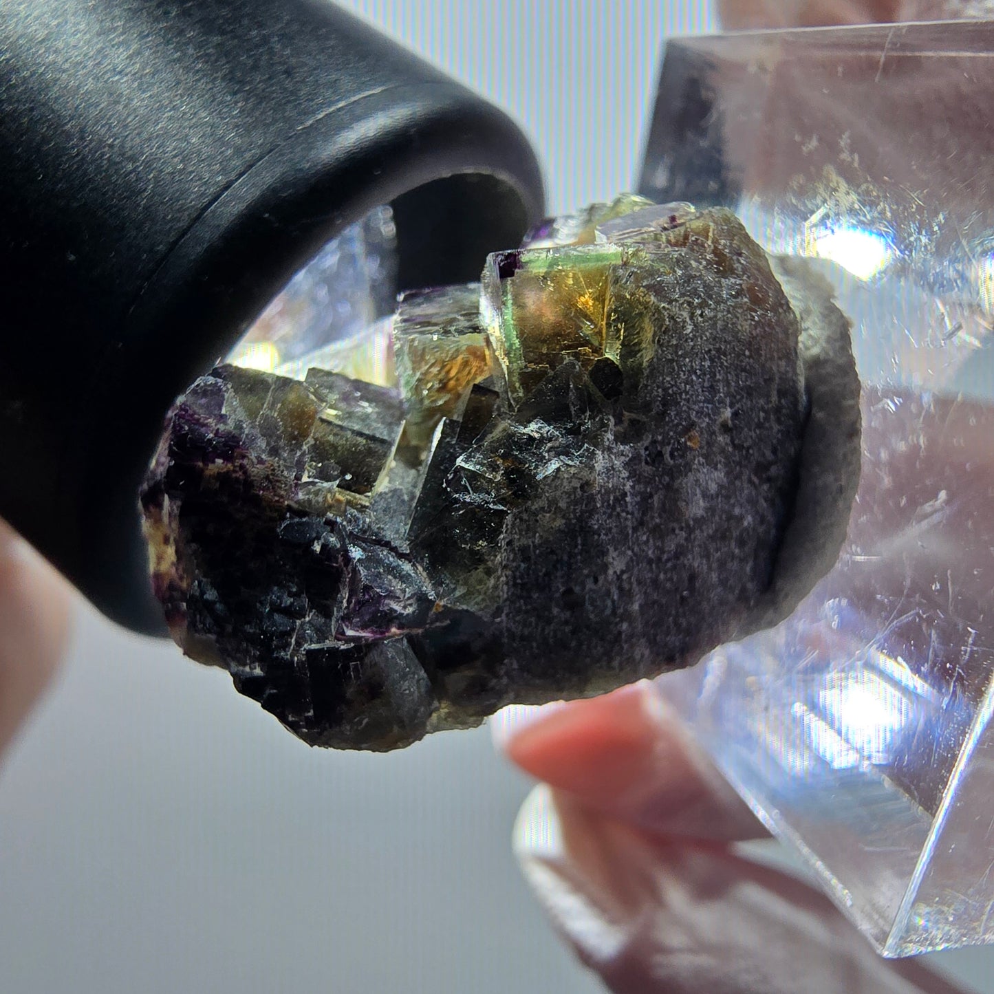 Rare Phantom Fluorite Cube Specimen, Green Purple Zonal Okorusu Namibia 23*16*16mm #11790 