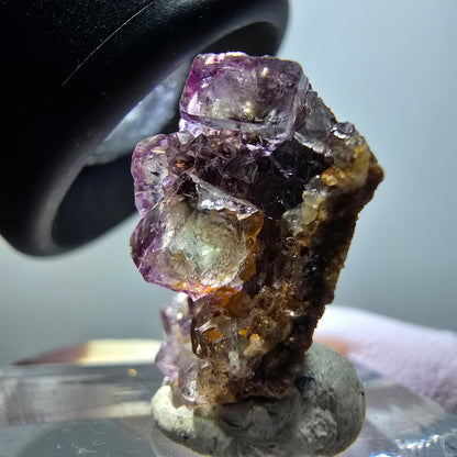Very clear phantom fluorite cube specimen, green-purple Okorusu, Namibia 21*17*11mm #11791 
