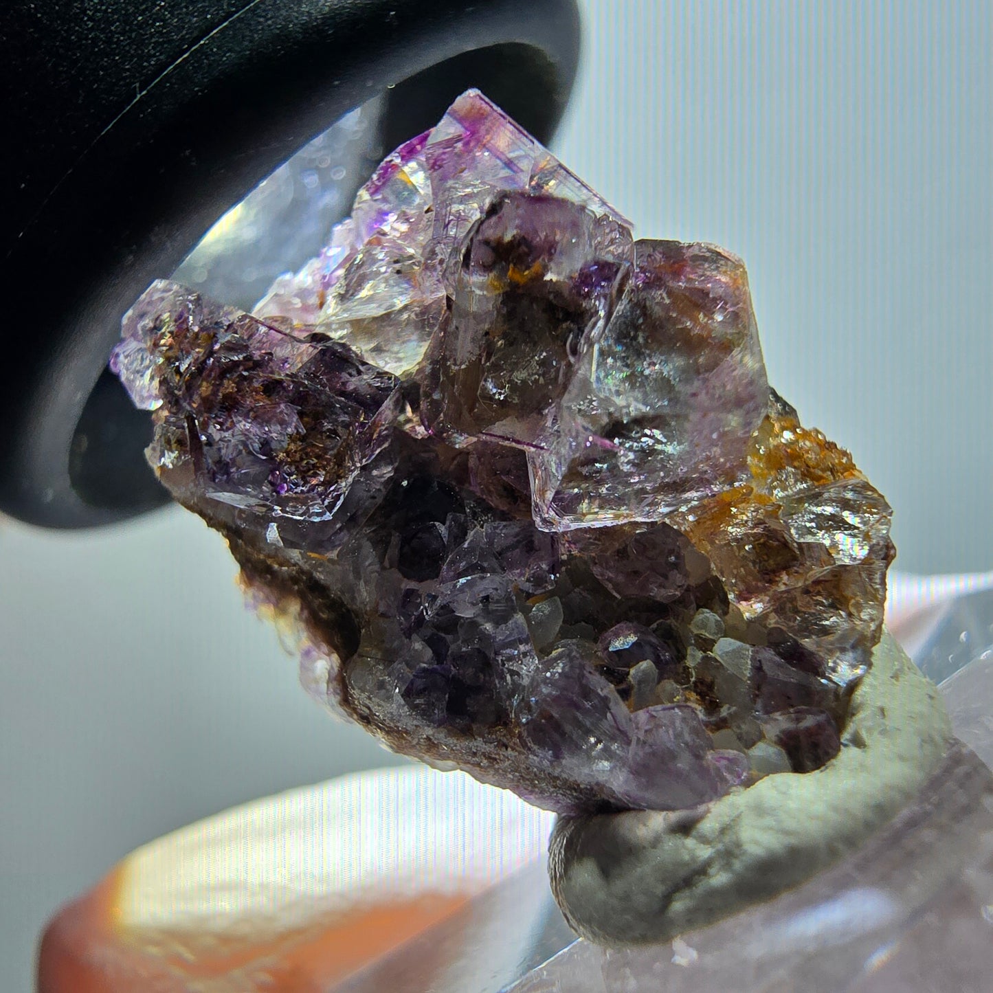 Very clear phantom fluorite cube specimen, green-purple Okorusu, Namibia 21*17*11mm #11791 