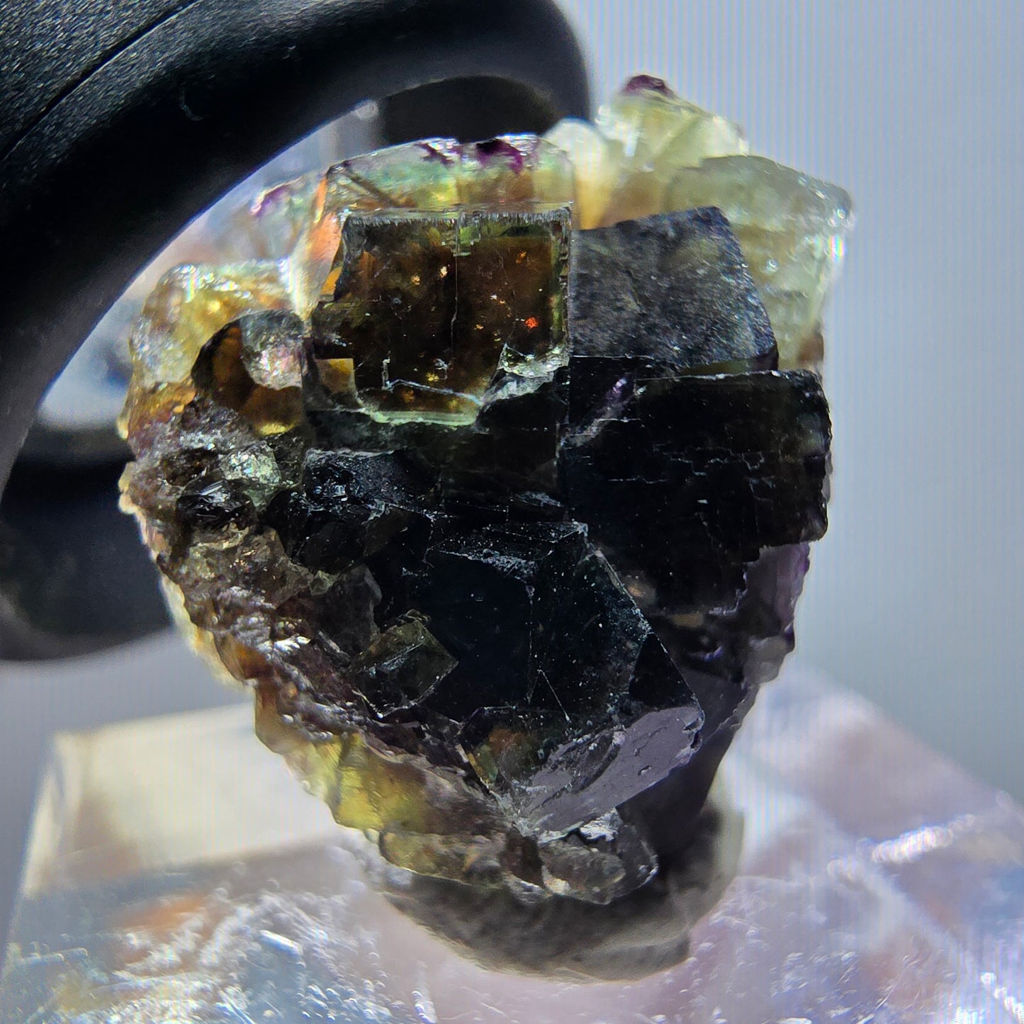 Rare spécimen de cube de fluorite fantôme, vert-violet, Okorusu, Namibie, 20*17*11 mm #11792 