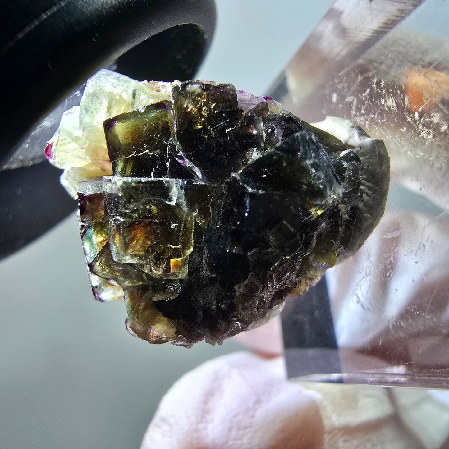 Rare spécimen de cube de fluorite fantôme, vert-violet, Okorusu, Namibie, 20*17*11 mm #11792 
