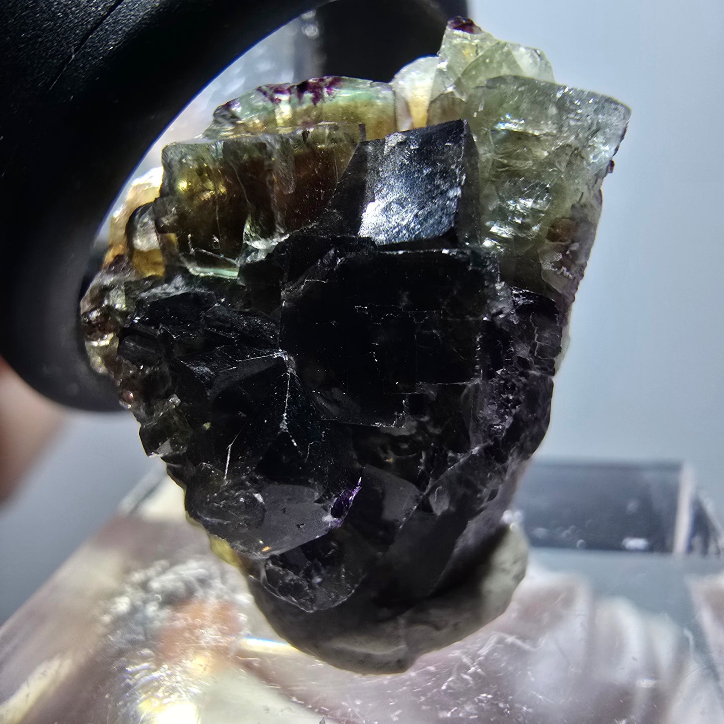 Rare spécimen de cube de fluorite fantôme, vert-violet, Okorusu, Namibie, 20*17*11 mm #11792 