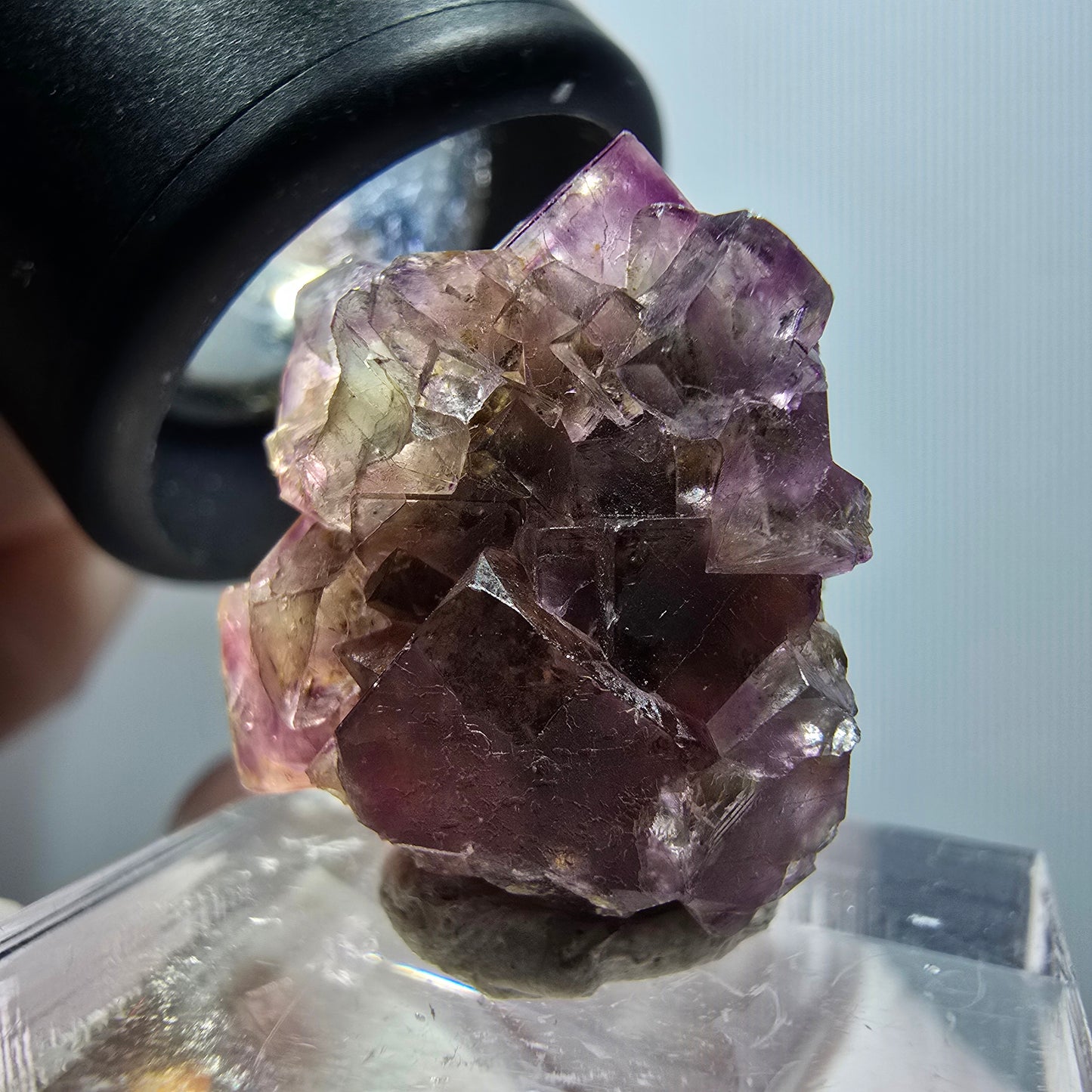 Rare spécimen de cube de fluorite fantôme, vert-violet, Okorusu, Namibie, 22*21*15 mm #11793 