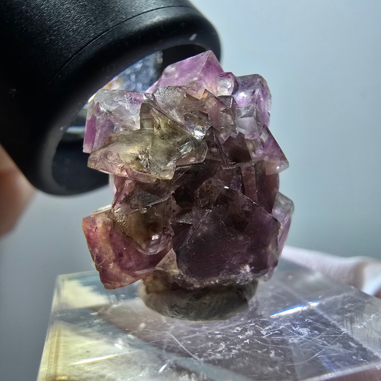 Rare spécimen de cube de fluorite fantôme, vert-violet, Okorusu, Namibie, 22*21*15 mm #11793 