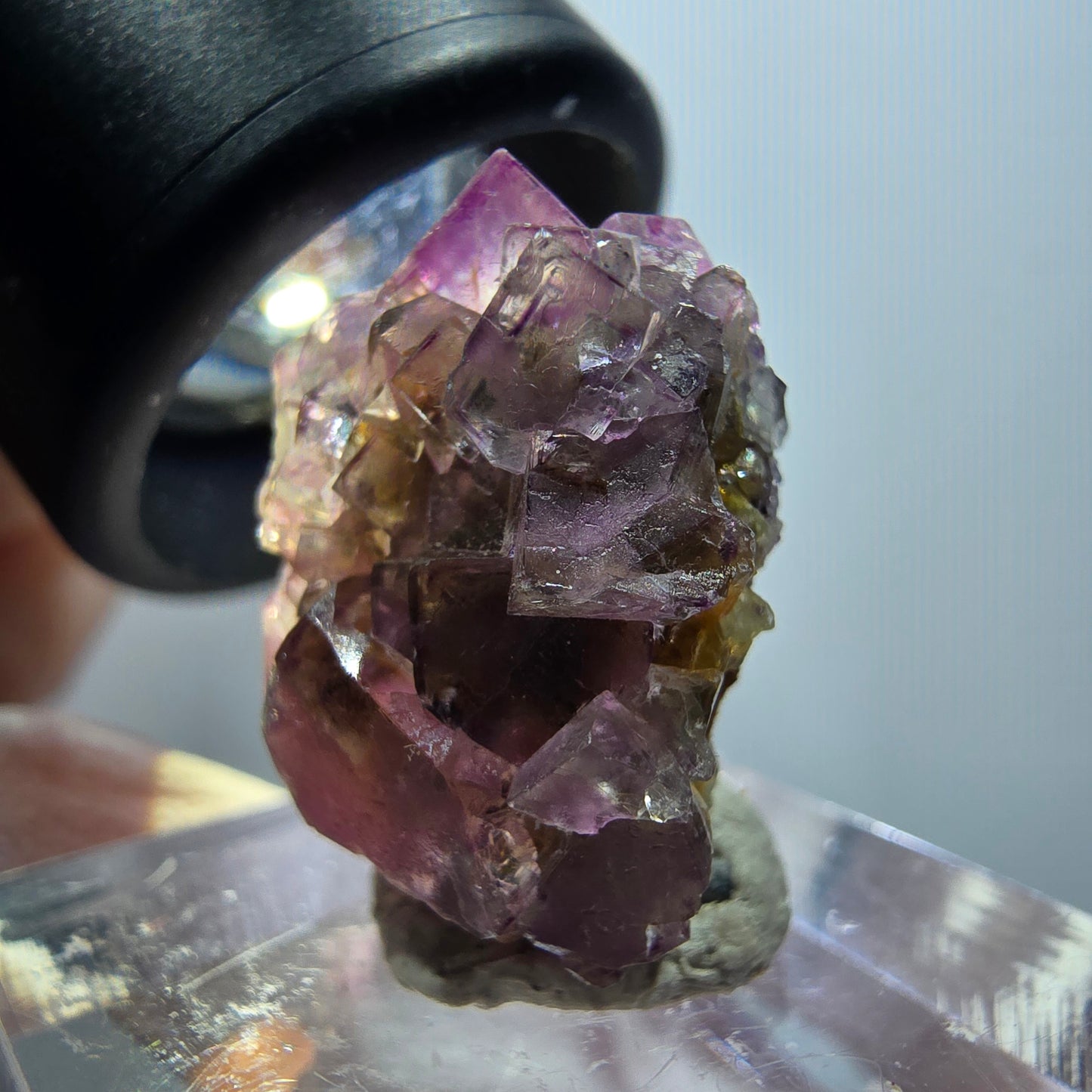 Rare spécimen de cube de fluorite fantôme, vert-violet, Okorusu, Namibie, 22*21*15 mm #11793 