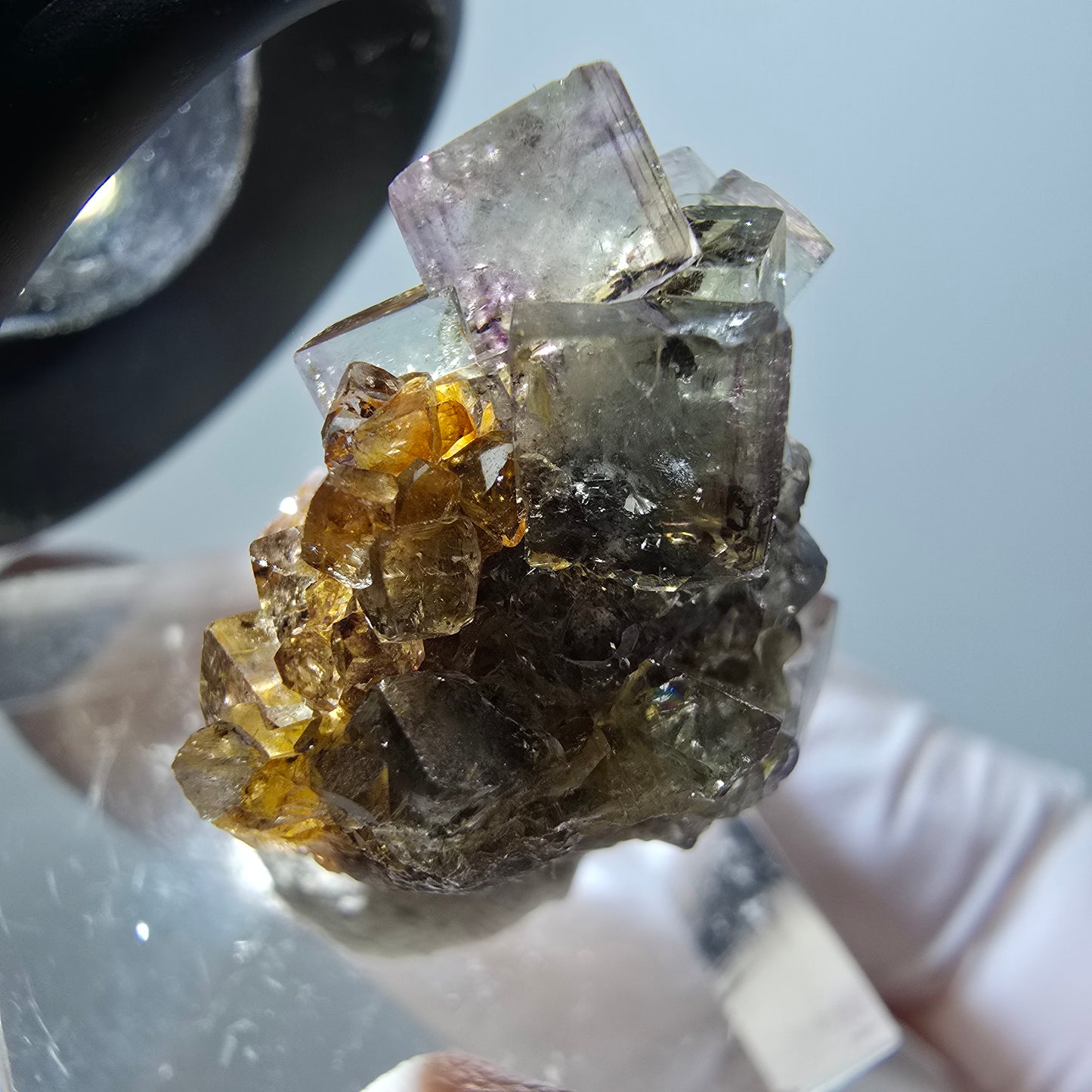 Very clear phantom fluorite cube specimen, green-purple Okorusu, Namibia 26*25*17mm #11795 
