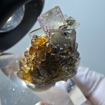 Very clear phantom fluorite cube specimen, green-purple Okorusu, Namibia 26*25*17mm #11795 
