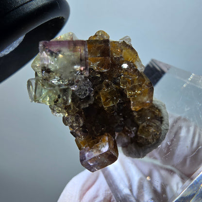Very clear phantom fluorite cube specimen, green-purple Okorusu, Namibia 26*25*17mm #11795 
