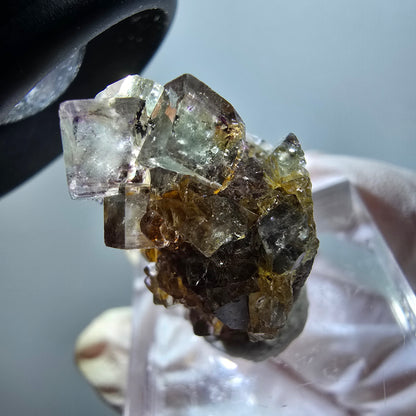 Very clear phantom fluorite cube specimen, green-purple Okorusu, Namibia 26*25*17mm #11795 