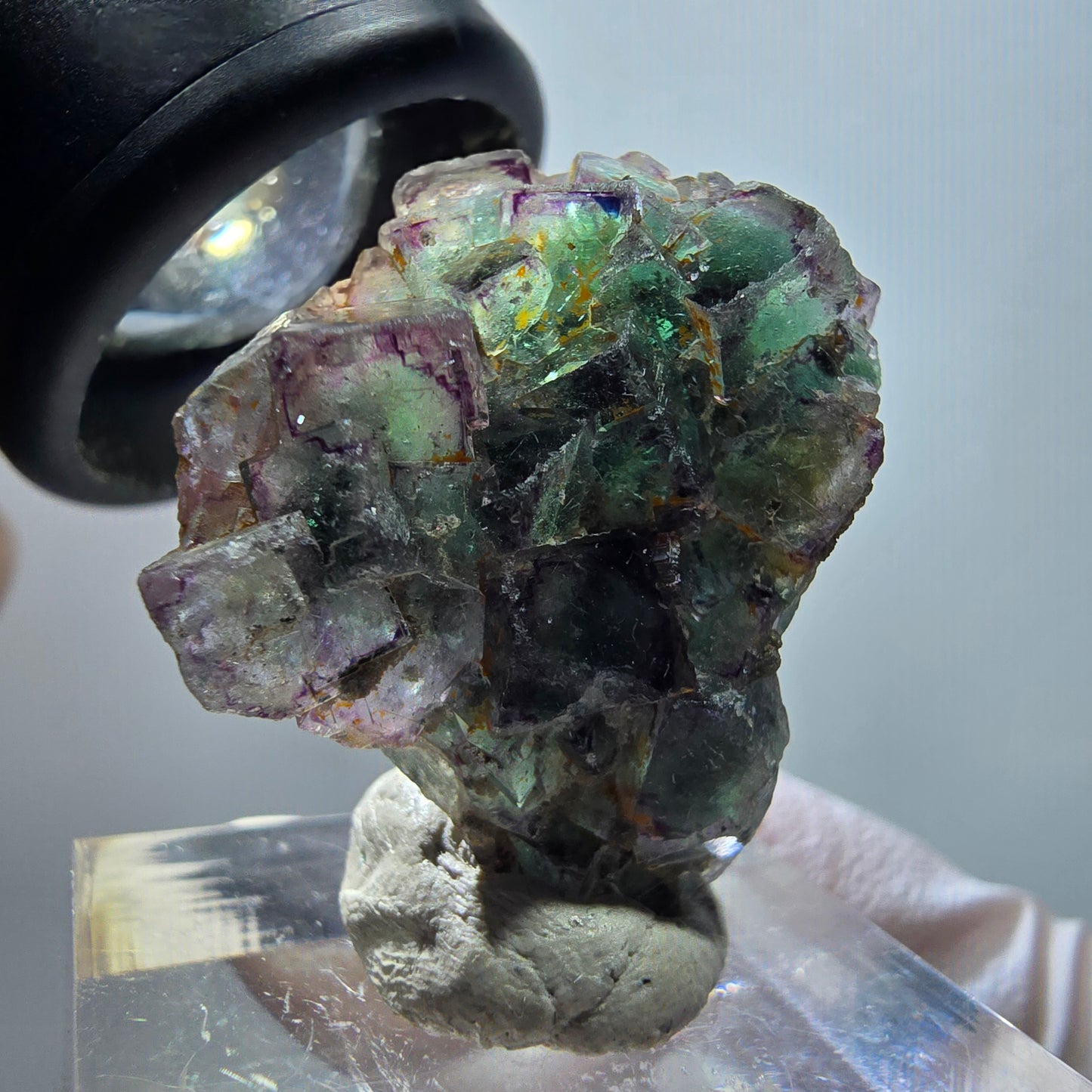 Rare spécimen de cube de fluorite fantôme, vert-violet, Okorusu, Namibie, 29*22*12 mm #11796 