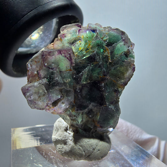 Seltene Phantom Fluorit Würfel Stufe, grün lila Okorusu, Namibia 29*22*12mm #11796