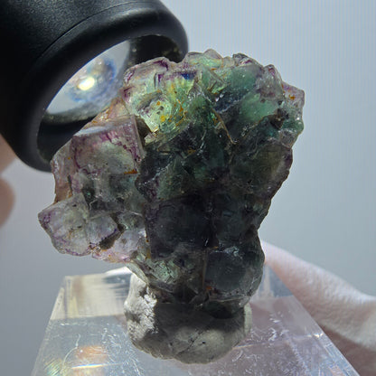 Rare spécimen de cube de fluorite fantôme, vert-violet, Okorusu, Namibie, 29*22*12 mm #11796 