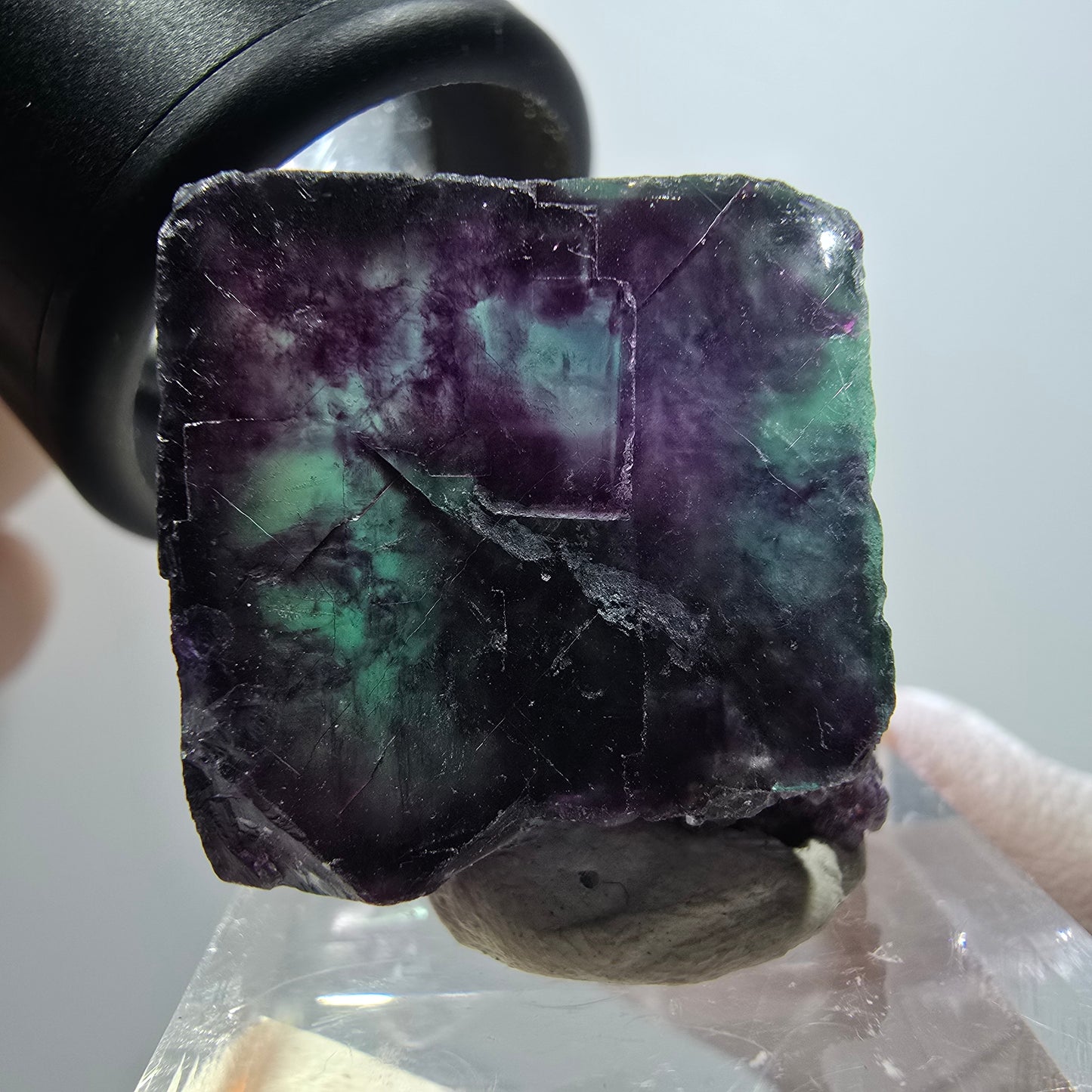 Rare spécimen de cube de fluorite fantôme, vert-violet, Okorusu, Namibie, 39*28*20 mm #11797 