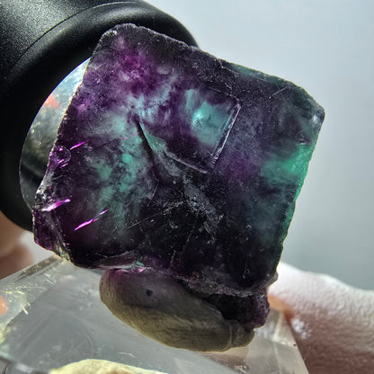 Rare spécimen de cube de fluorite fantôme, vert-violet, Okorusu, Namibie, 39*28*20 mm #11797 