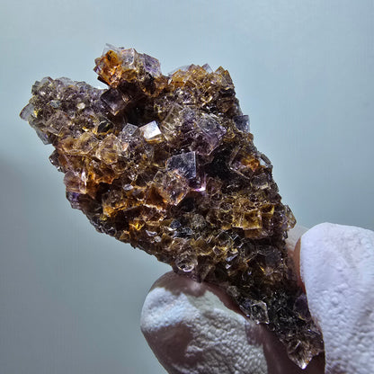 Spécimen de cube de fluorite fantôme, violet jaune, double face, Okorusu Namibie 54*30*15mm #11798 