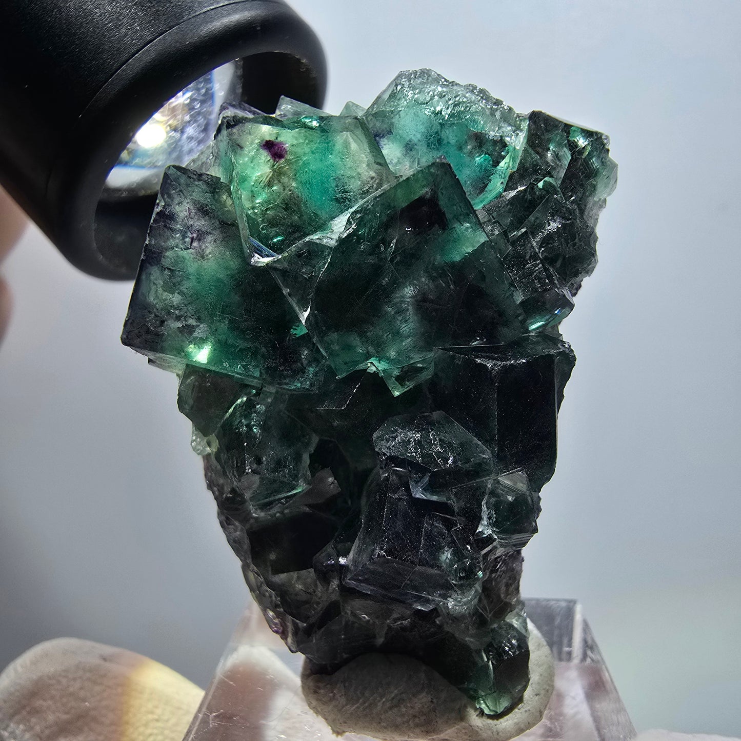 Spécimen cubique de fluorite fantôme très clair, vert-violet, Okorusu, Namibie, 43*29*14 mm, n° 11799 