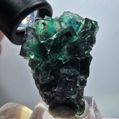 Spécimen cubique de fluorite fantôme très clair, vert-violet, Okorusu, Namibie, 43*29*14 mm, n° 11799 
