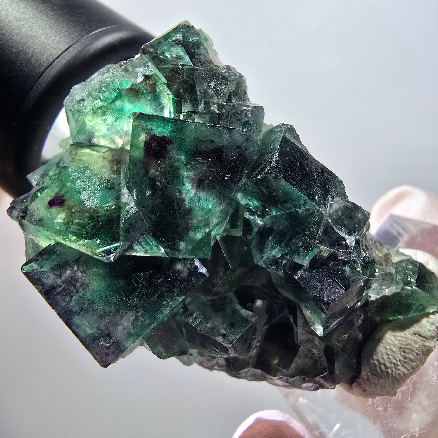 Spécimen cubique de fluorite fantôme très clair, vert-violet, Okorusu, Namibie, 43*29*14 mm, n° 11799 