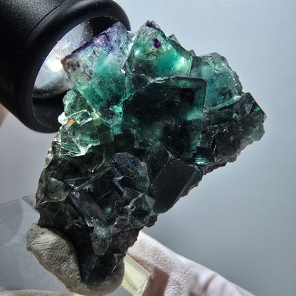 Spécimen cubique de fluorite fantôme très clair, vert-violet, Okorusu, Namibie, 43*29*14 mm, n° 11799 