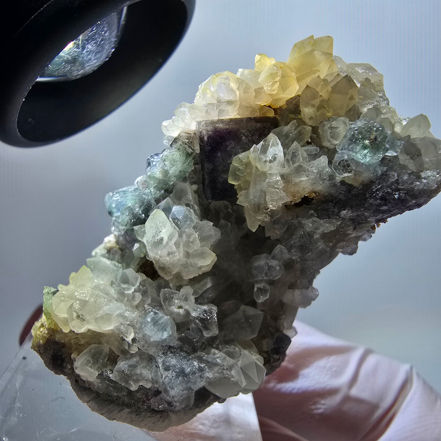 Cube de fluorite fantôme rare, spécimen de quartz vert-violet d'Okorusu, Namibie, 49 x 29 x 20 mm, n° 11801 