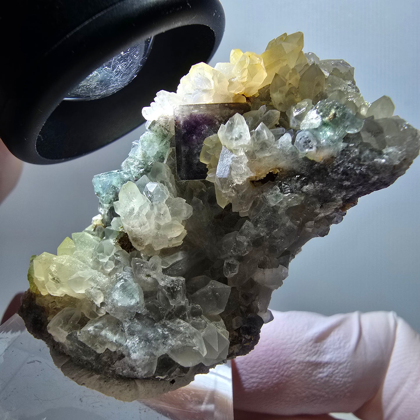 Cube de fluorite fantôme rare, spécimen de quartz vert-violet d'Okorusu, Namibie, 49 x 29 x 20 mm, n° 11801 