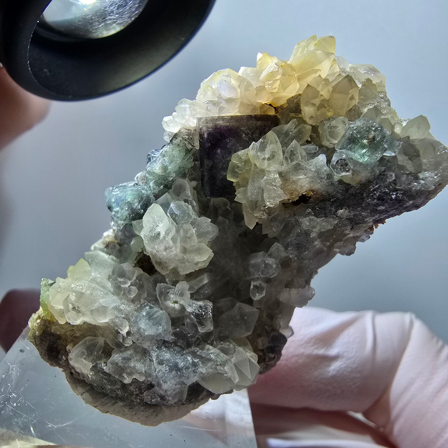 Cube de fluorite fantôme rare, spécimen de quartz vert-violet d'Okorusu, Namibie, 49 x 29 x 20 mm, n° 11801 
