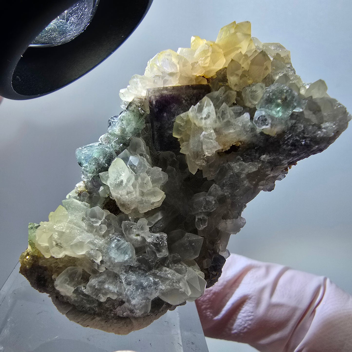 Cube de fluorite fantôme rare, spécimen de quartz vert-violet d'Okorusu, Namibie, 49 x 29 x 20 mm, n° 11801 