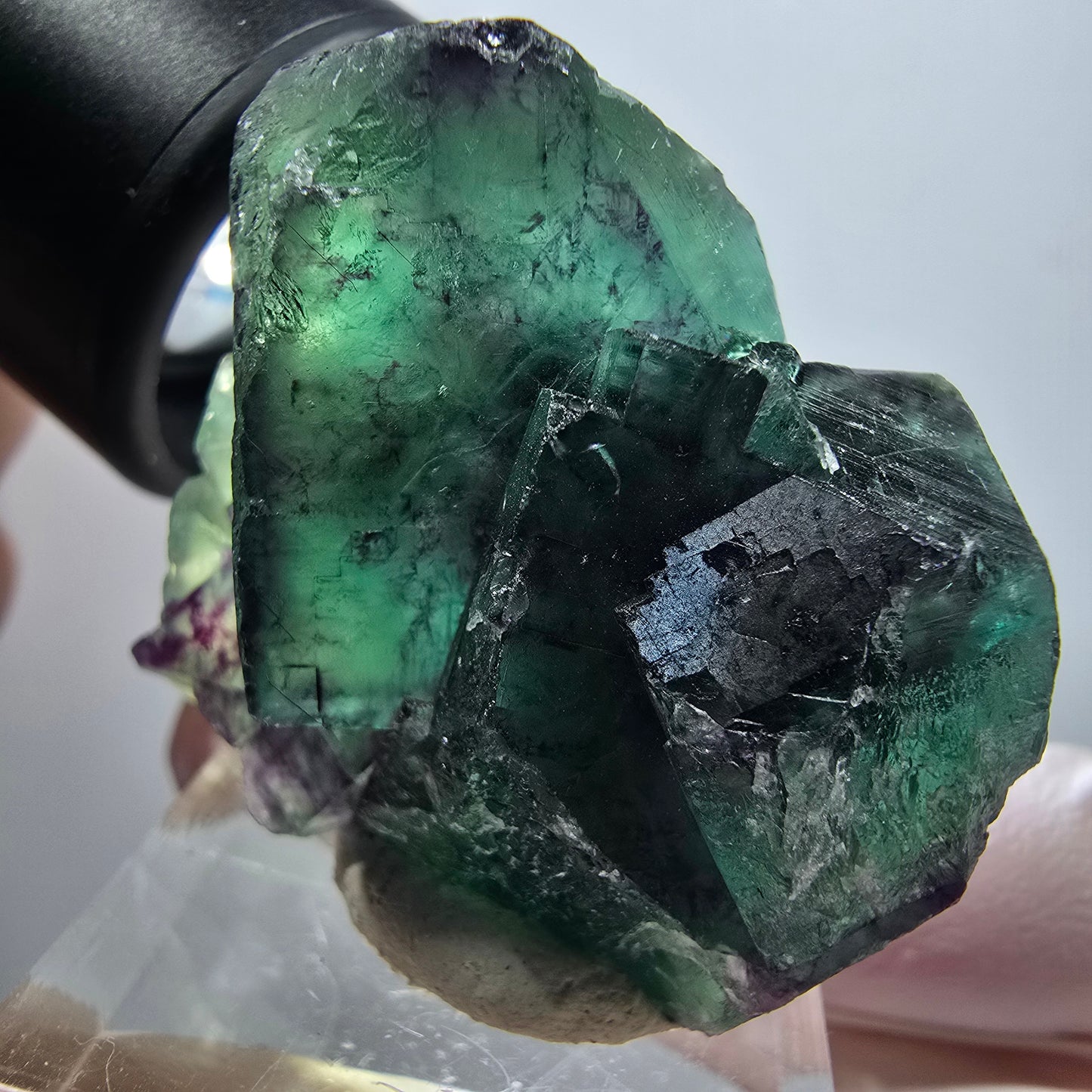Rare spécimen de cube de fluorite fantôme, vert-violet, Okorusu, Namibie, 38*31*20 mm #11804 