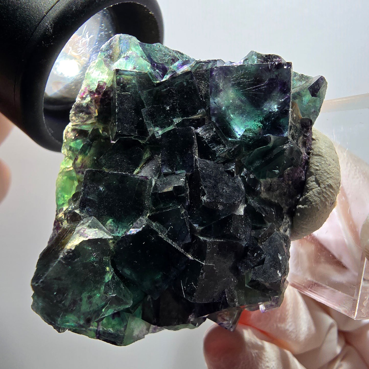 Rare spécimen de cube de fluorite fantôme, vert-violet, Okorusu, Namibie, 50*35*20 mm #11808 