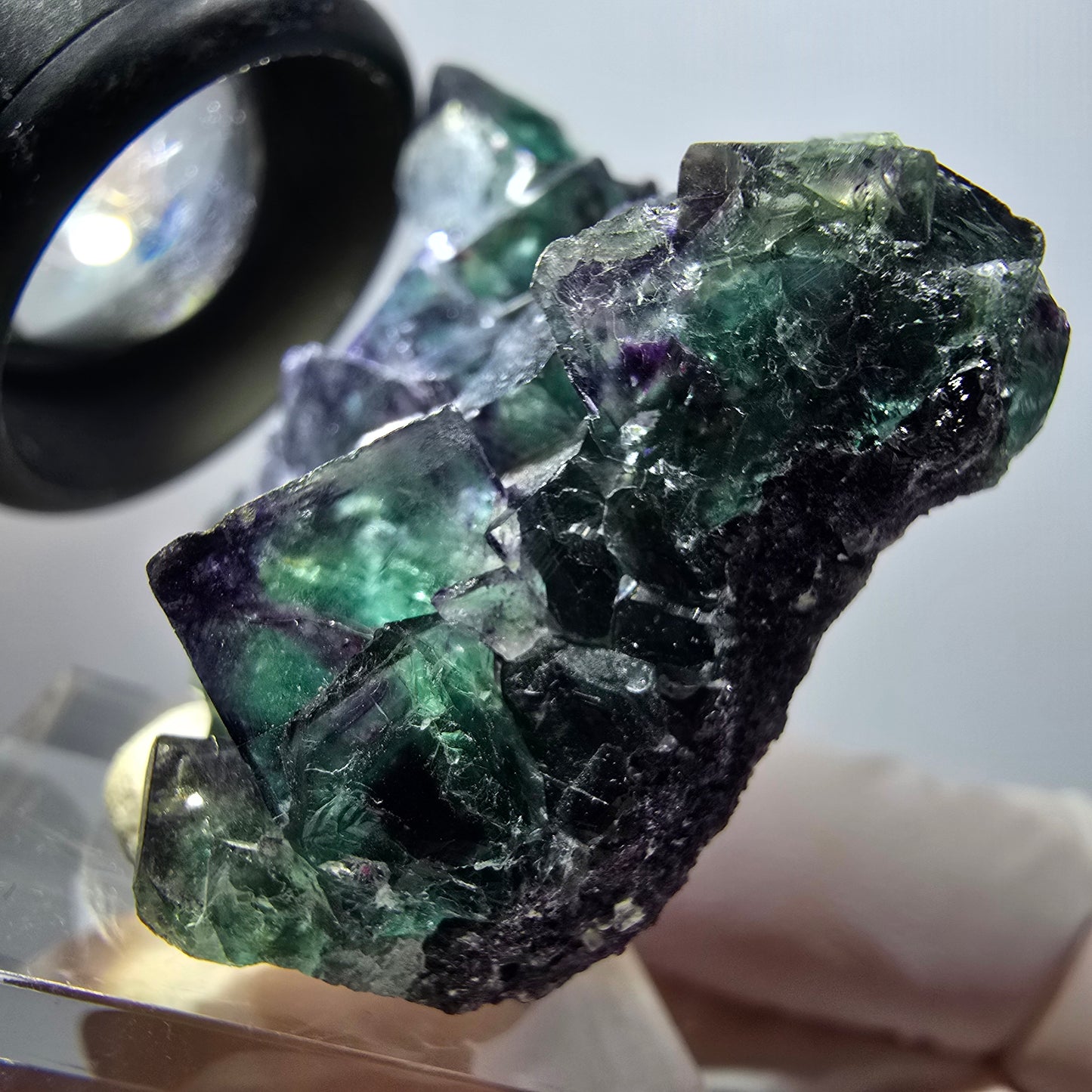 Rare spécimen de cube de fluorite fantôme, vert-violet, Okorusu, Namibie, 50*35*20 mm #11808 