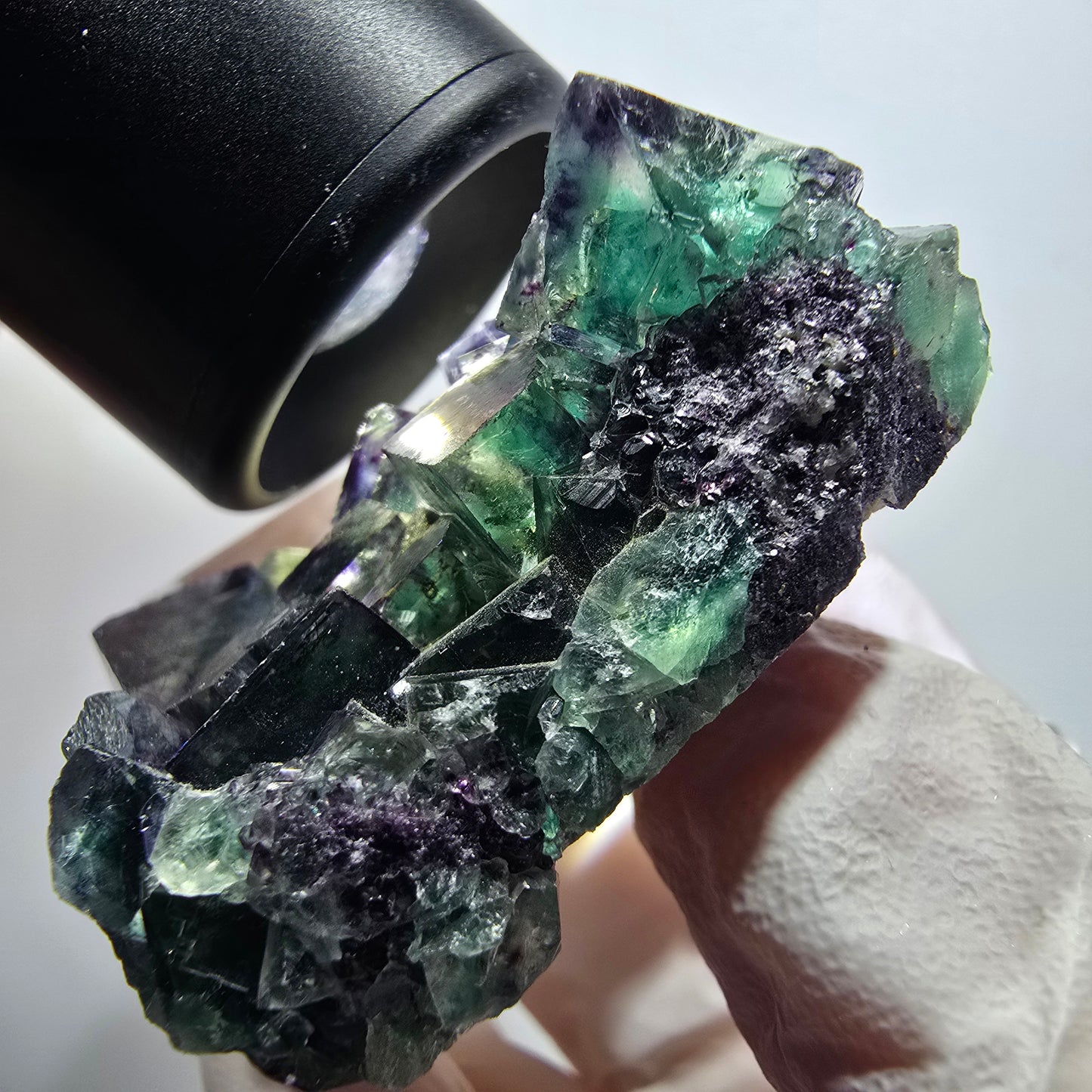 Rare spécimen de cube de fluorite fantôme, vert-violet, Okorusu, Namibie, 50*35*20 mm #11808 