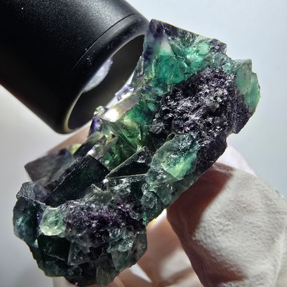 Rare spécimen de cube de fluorite fantôme, vert-violet, Okorusu, Namibie, 50*35*20 mm #11808 