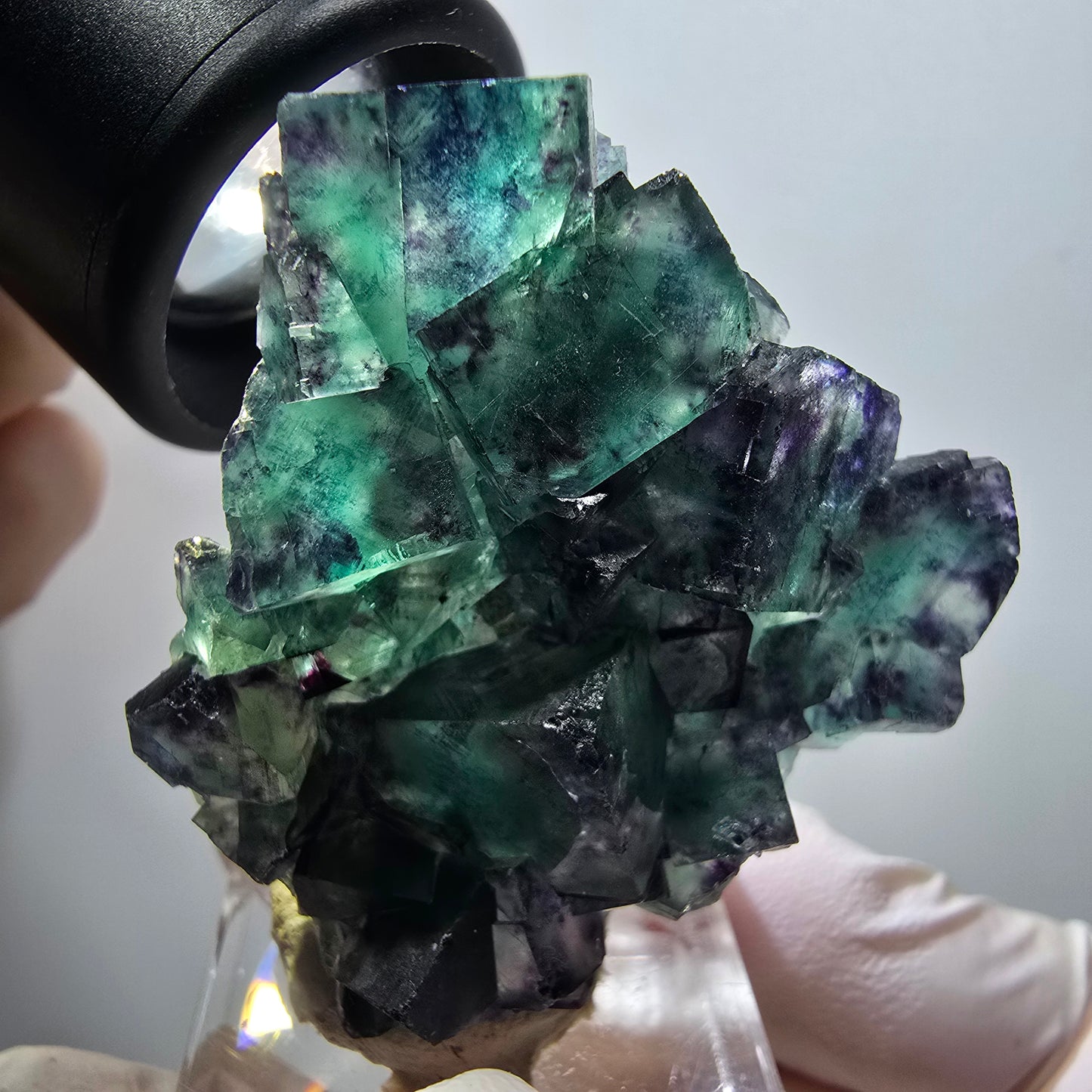 Rare phantom fluorite cube specimen, green-purple, Okorusu, Namibia, 43*42*15mm #11809 
