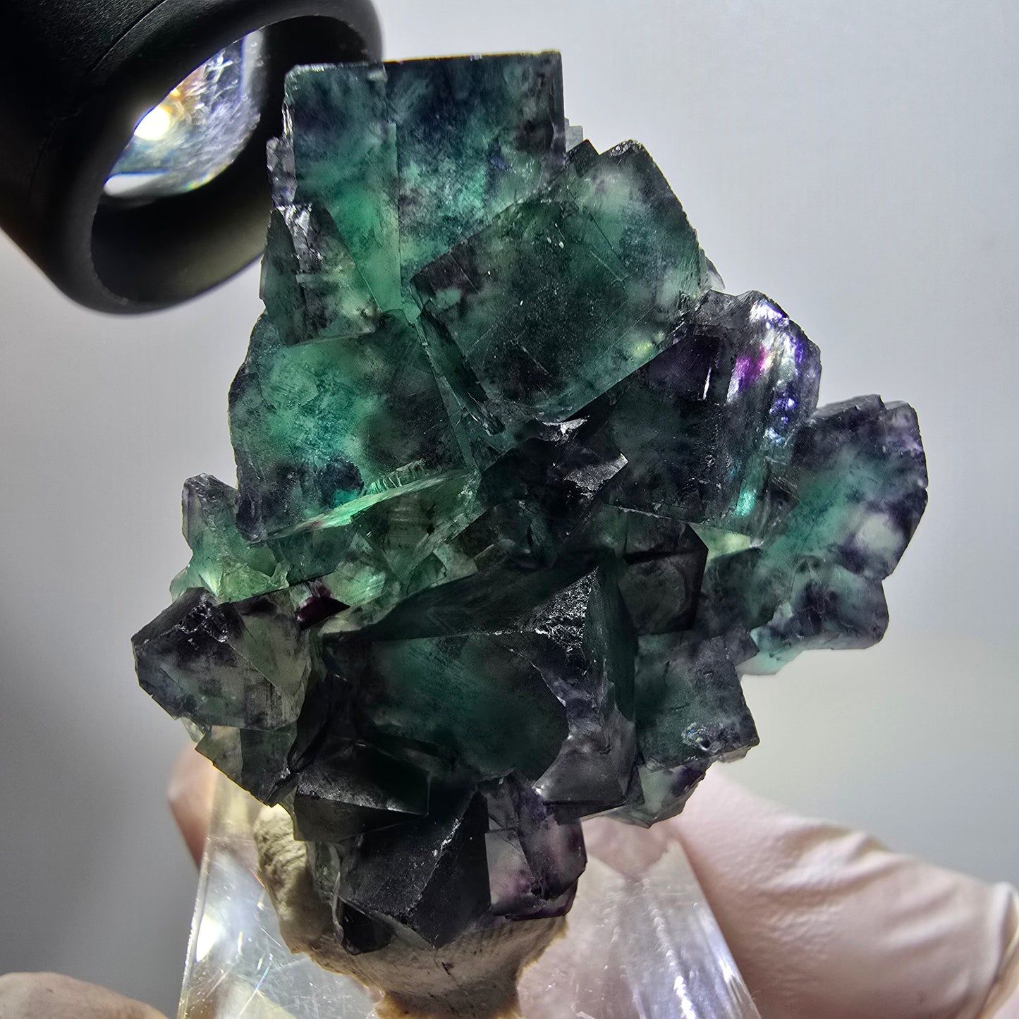 Rare phantom fluorite cube specimen, green-purple, Okorusu, Namibia, 43*42*15mm #11809 
