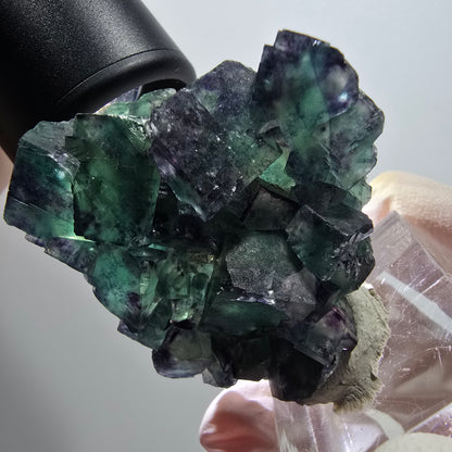 Rare phantom fluorite cube specimen, green-purple, Okorusu, Namibia, 43*42*15mm #11809 