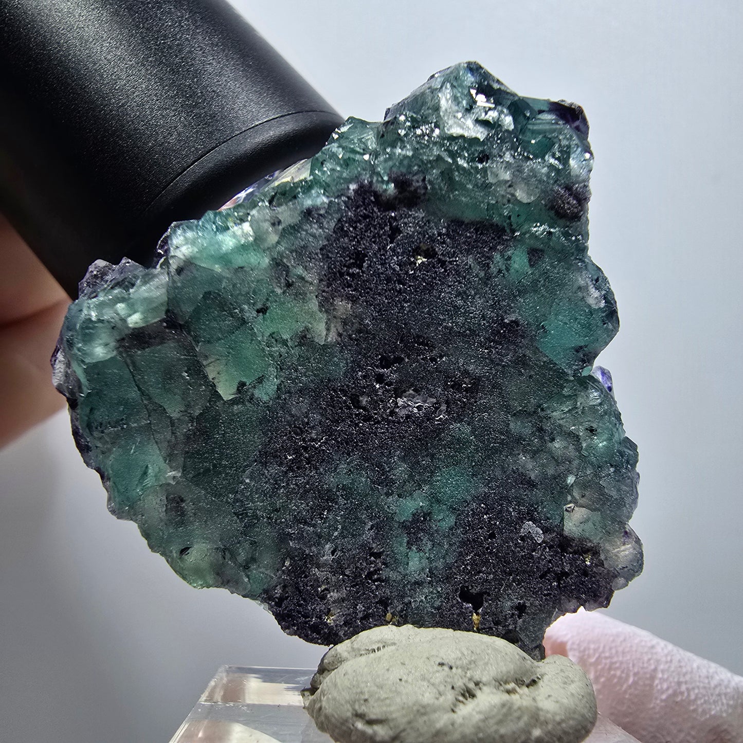 Rare phantom fluorite cube specimen, green-purple, Okorusu, Namibia, 43*42*15mm #11809 
