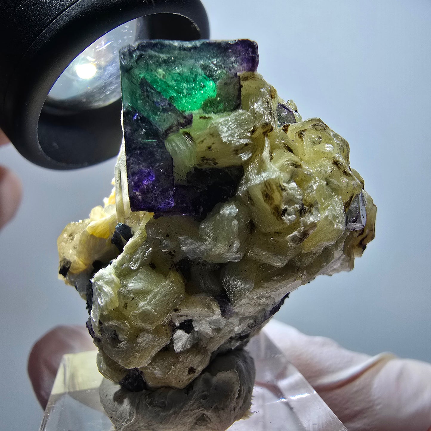 Phantom Fluorite, Muscovite, Hyalite, Schörl Tourmaline, Smoky Quartz Erongo, Namibia 38*36*27mm #11814 