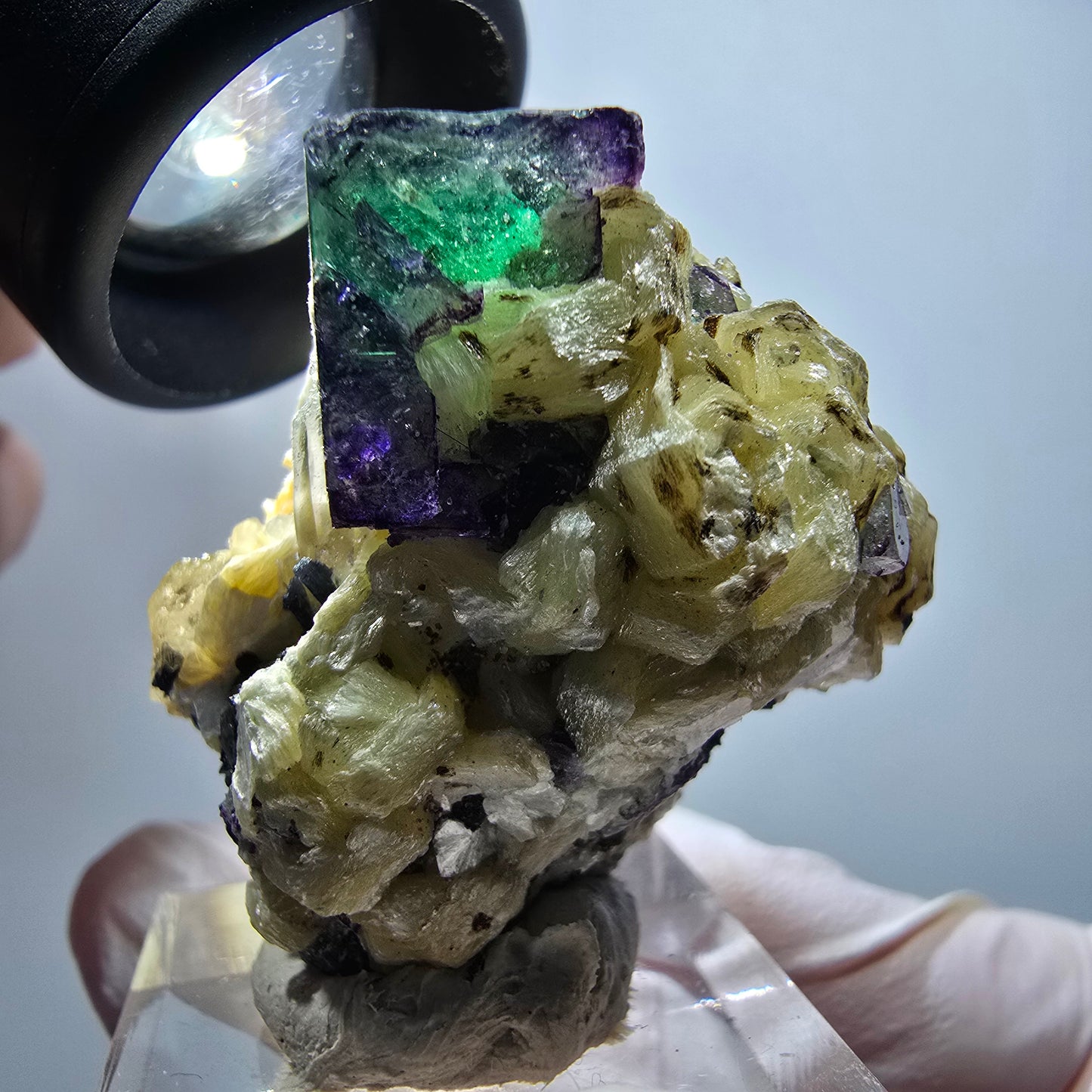 Phantom Fluorite, Muscovite, Hyalite, Schörl Tourmaline, Smoky Quartz Erongo, Namibia 38*36*27mm #11814 