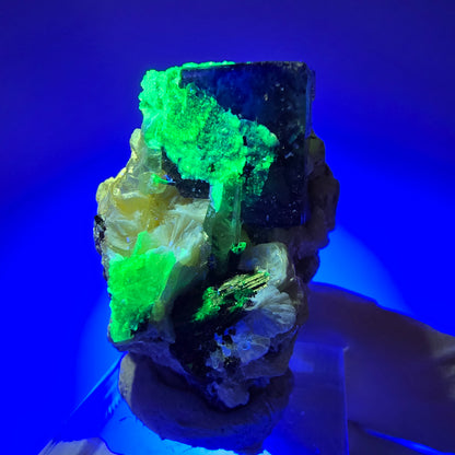 Phantom Fluorite, Muscovite, Hyalite, Schörl Tourmaline, Smoky Quartz Erongo, Namibia 38*36*27mm #11814 