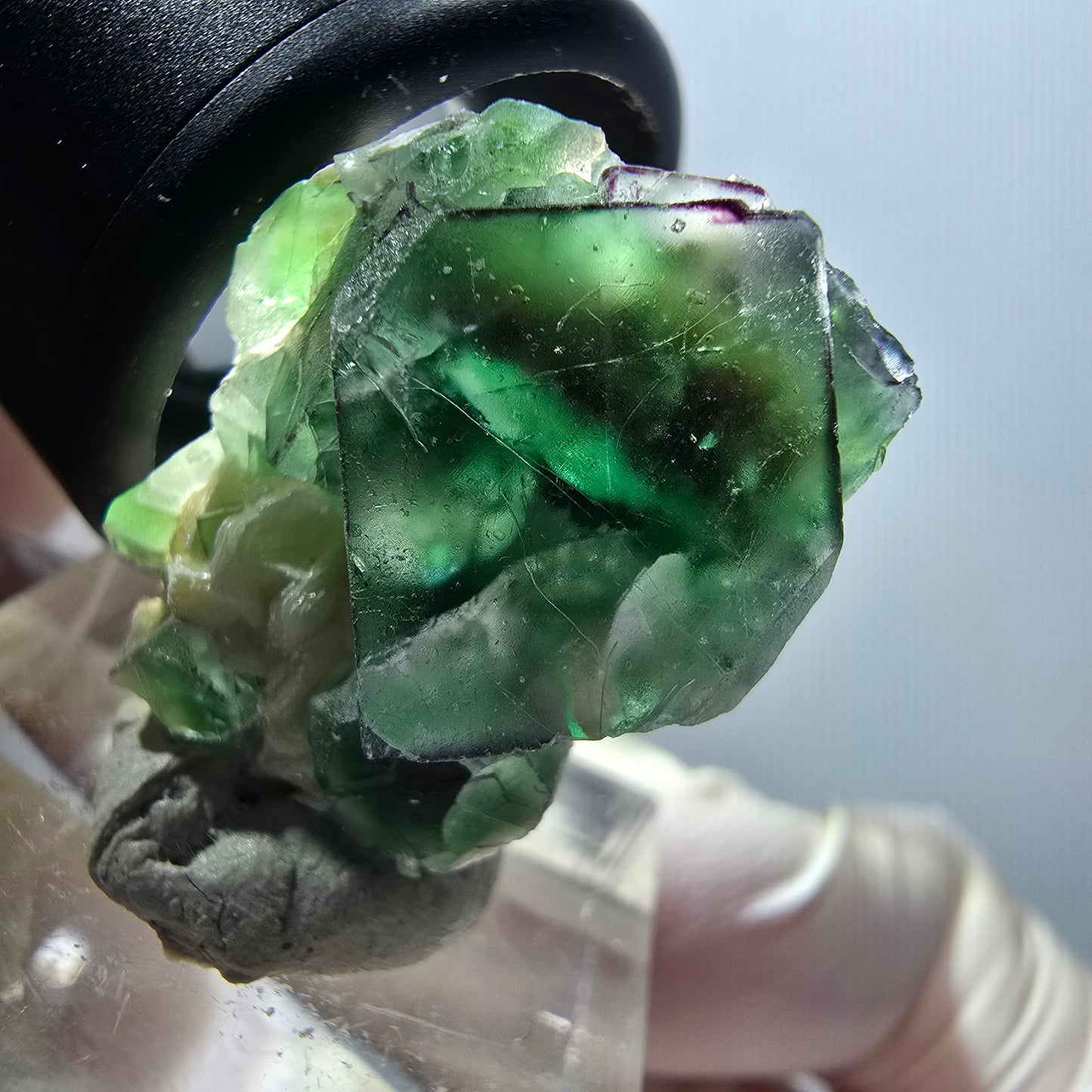 Rare cube de fluorite fantôme, spécimen de muscovite d'Erongo, Namibie 26*20*15mm #11820 