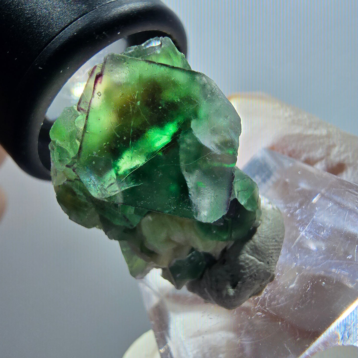Rare cube de fluorite fantôme, spécimen de muscovite d'Erongo, Namibie 26*20*15mm #11820 