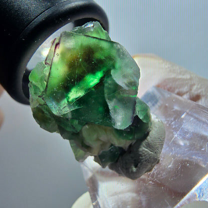 Rare cube de fluorite fantôme, spécimen de muscovite d'Erongo, Namibie 26*20*15mm #11820 