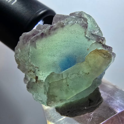 Platine cubique en fluorite Phantom, Omehane vert-violet étagé, Namibie 35*34*23mm #11823 