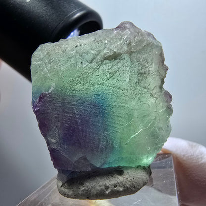 Platine cubique en fluorite Phantom, Omehane vert-violet étagé, Namibie 35*34*23mm #11823 