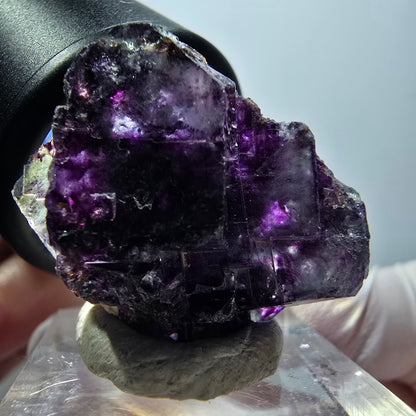 Rare spécimen de cube de fluorite fantôme, vert-violet, Okorusu, Namibie, 29*27*13 mm #11824 