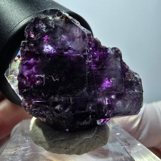 Rare spécimen de cube de fluorite fantôme, vert-violet, Okorusu, Namibie, 29*27*13 mm #11824 