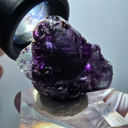 Rare spécimen de cube de fluorite fantôme, vert-violet, Okorusu, Namibie, 29*27*13 mm #11824 