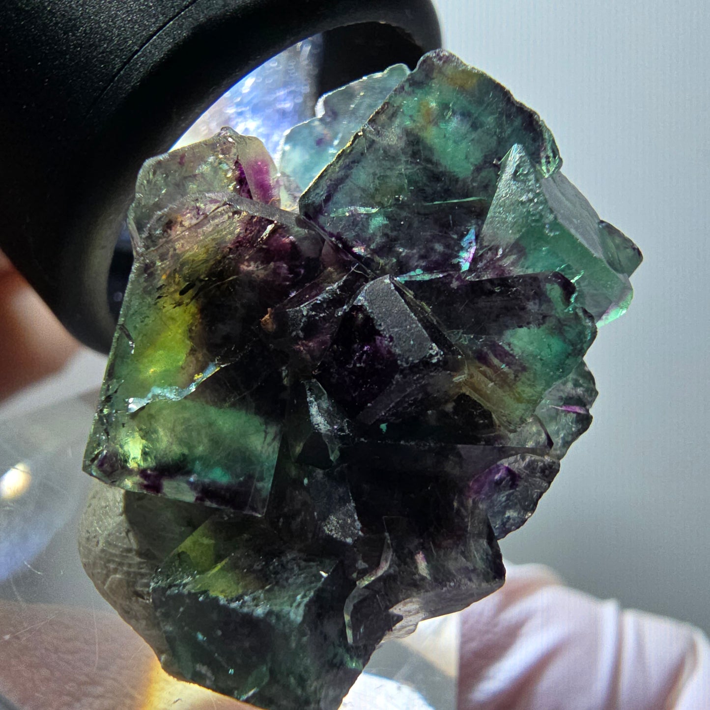 Rare spécimen de cube de fluorite fantôme, vert-violet, Okorusu, Namibie, 30*21*14 mm #11825 