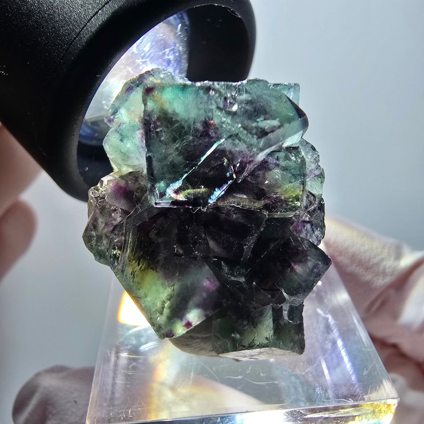 Rare spécimen de cube de fluorite fantôme, vert-violet, Okorusu, Namibie, 30*21*14 mm #11825 