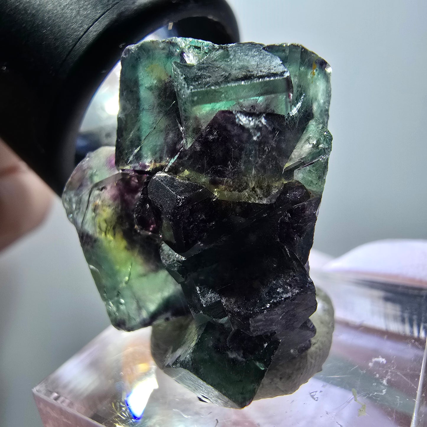 Rare spécimen de cube de fluorite fantôme, vert-violet, Okorusu, Namibie, 30*21*14 mm #11825 